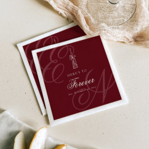 Serviette En Papier Mariage de calligraphie rétro à l'ancienne luxe