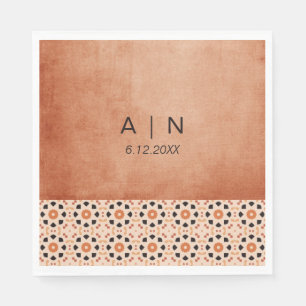 Serviette En Papier Mariage de carreaux en terre cuite Boho moderne