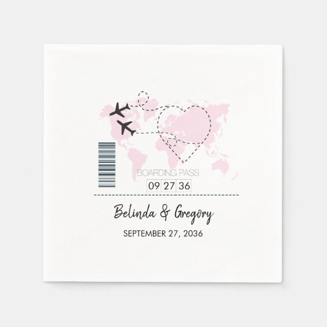 Serviette En Papier Mariage de carte d'embarquement de destination (Devant)