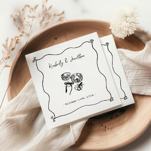Serviette En Papier Mariage de champagne tiré à la main