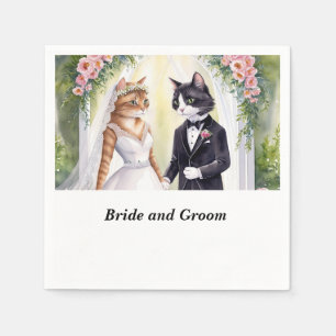 Serviette En Papier Mariage de chat sur le thème de la mariée et la ch