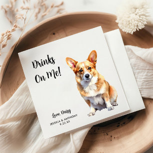 Serviette En Papier Mariage de chien Corgi 