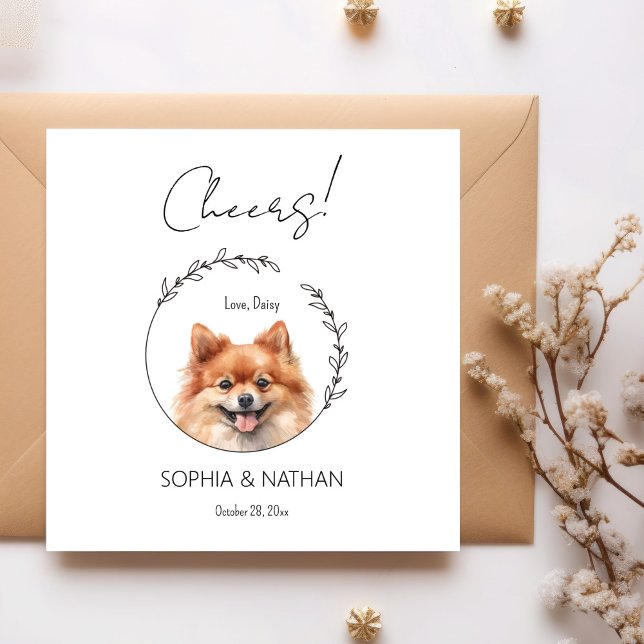 Serviette En Papier Mariage de chien de Poméranie simple Cocktail Napk (Créateur téléchargé)