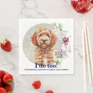 Serviette En Papier Mariage de chien Goldendoodle avec photo de chien