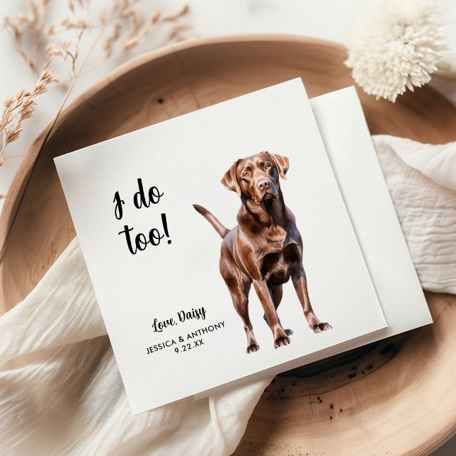 Serviette En Papier Mariage de chien labrador chocolat  (Créateur téléchargé)