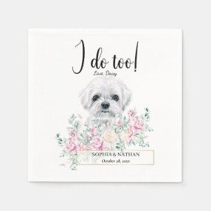 Serviette En Papier Mariage de chien maltais Cocktail serviettes
