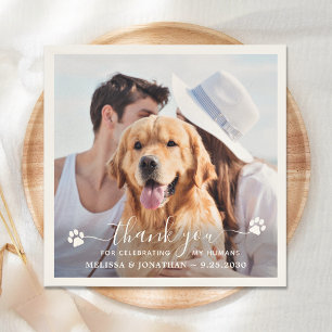 Serviette En Papier Mariage de chien Merci photo personnalisé