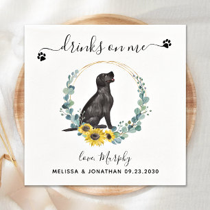 Serviette En Papier Mariage De Chien Personnalisé Boire Sur Moi Black 