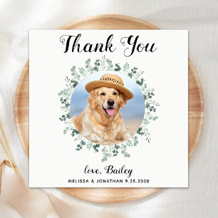 Serviette En Papier Mariage de chien personnalisé Merci photo moderne