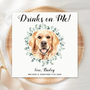 Serviette En Papier Mariage de chien personnalisé Open Bar Golden Retr