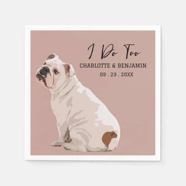 Serviette En Papier Mariage de chien taureau à l'aquarelle (Devant)