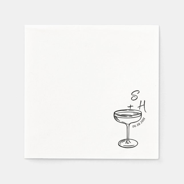 Serviette En Papier Mariage de cocktail simple à main (Devant)