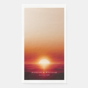 Serviette En Papier mariage de coucher de soleil rouge