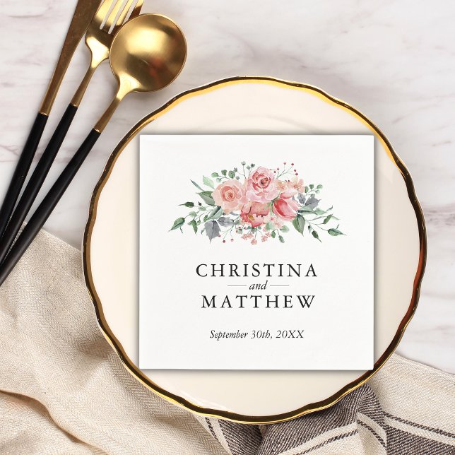 Serviette En Papier Mariage de couleur Rose rose (Créateur téléchargé)