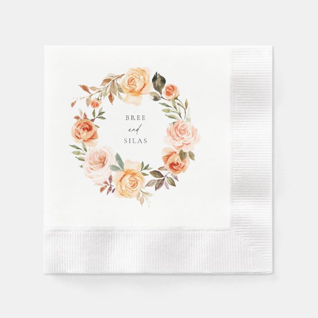 Serviette En Papier Mariage de couronne de fleurs d'automne de Terre (Devant)