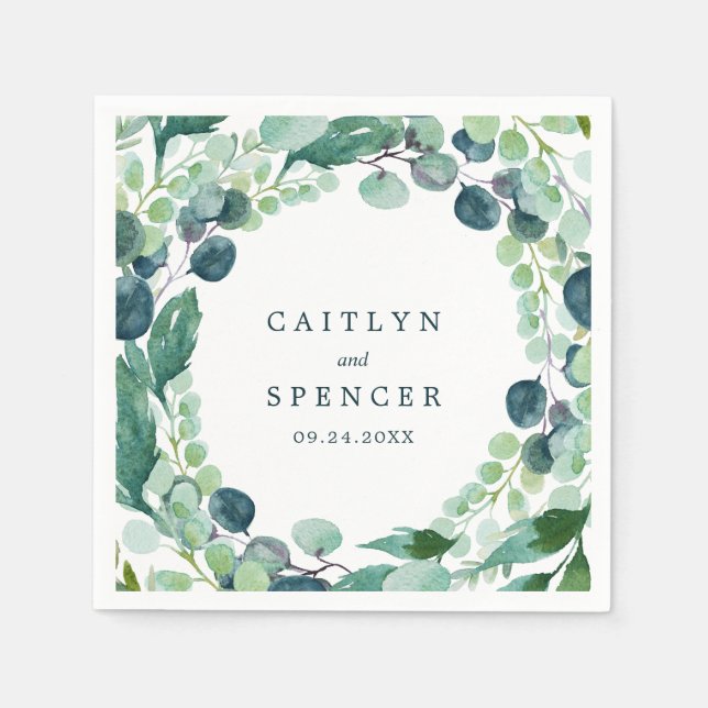 Serviette En Papier Mariage de couronne verdoyante (Devant)