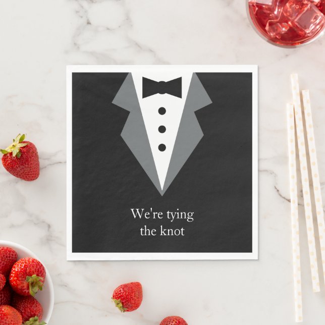 Serviette En Papier Mariage de Cravate noire Tuxedo (En situation)