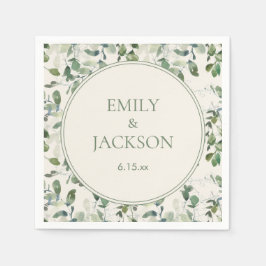 Serviette En Papier Mariage de crème Feuille Sage Green Eucalyptus