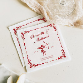 Serviette En Papier Mariage de Cupid'Arrow Red Vintage