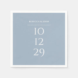 Serviette En Papier Mariage de date spéciale Dusty Blue Minimalist