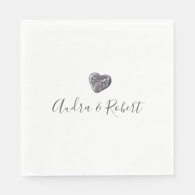 Serviette En Papier Mariage de découverte du coeur de galets (Devant)