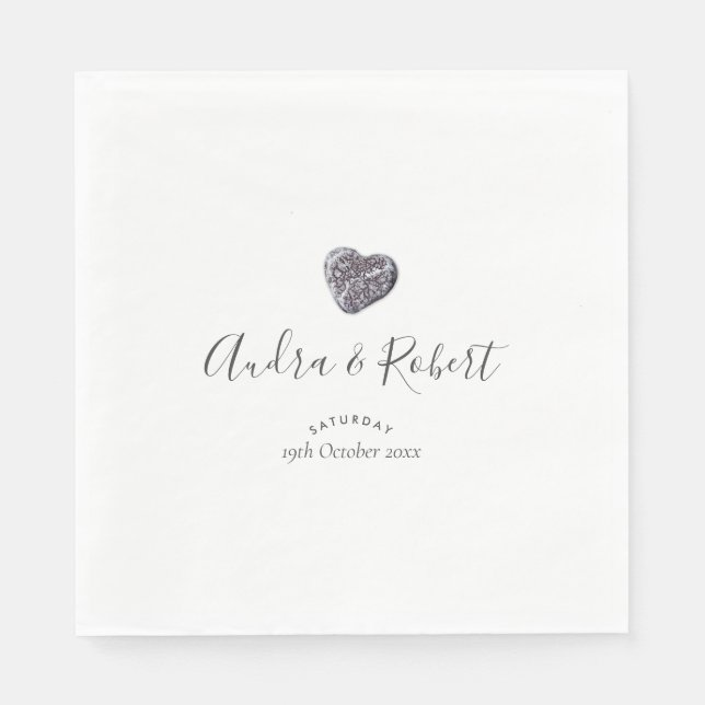 Serviette En Papier Mariage de découverte du coeur de galets (Devant)