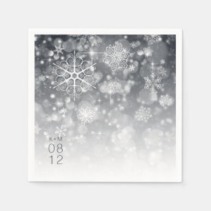 Serviette En Papier Mariage de dégradés de neige CharcoalID744