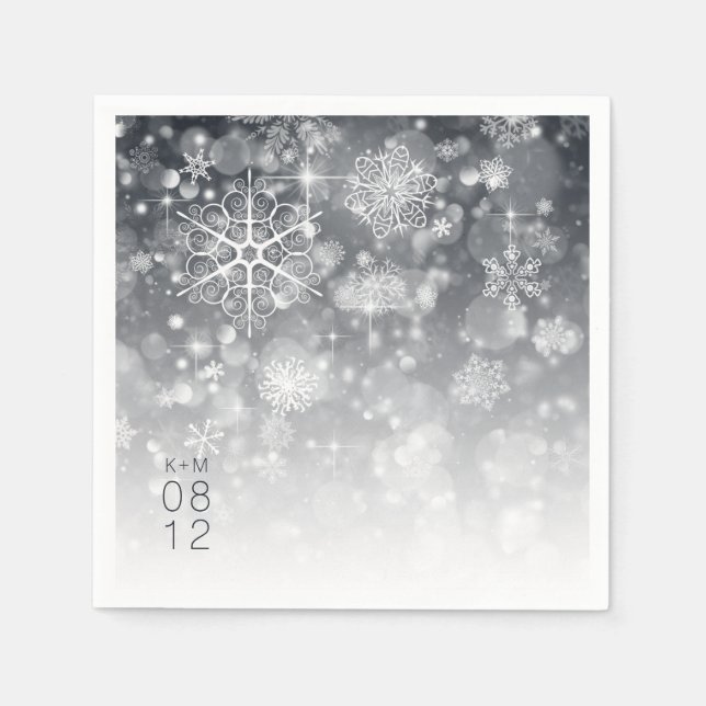 Serviette En Papier Mariage de dégradés de neige CharcoalID744 (Devant)