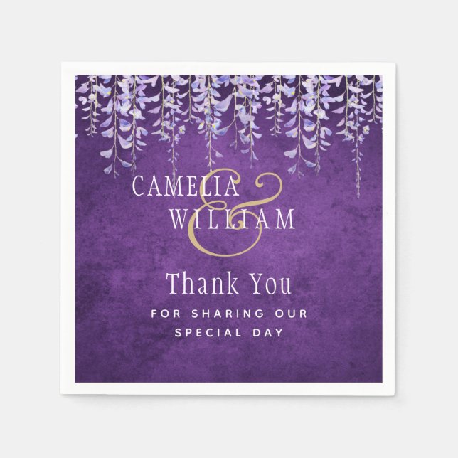 Serviette En Papier Mariage de dentelle moderne violet (Devant)