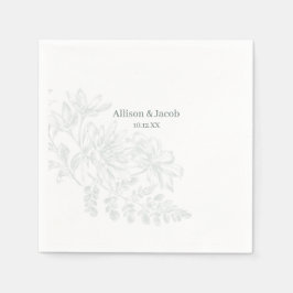 Serviette En Papier Mariage de dessin simple ligne verte