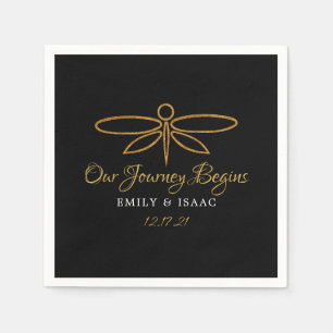 Serviette En Papier Mariage de dragonfly vintage Gold