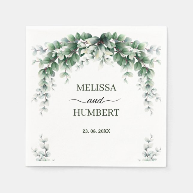 Serviette En Papier Mariage de feuillage de serres Eucalyptus (Devant)