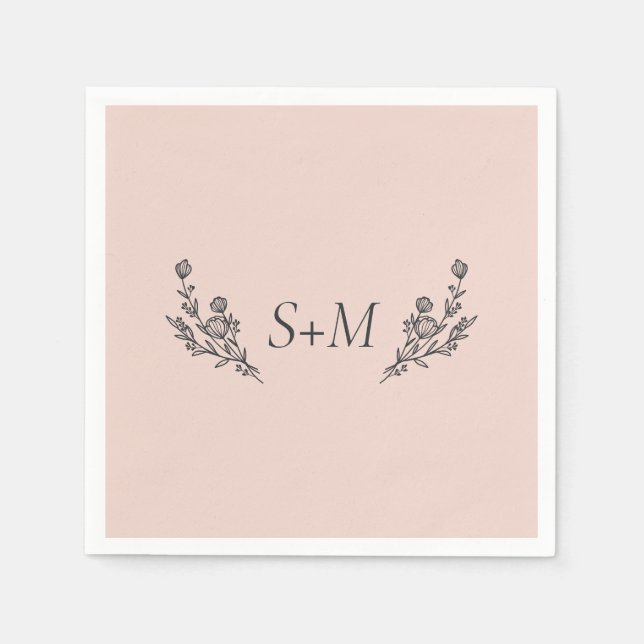 Serviette En Papier Mariage de feuille de bouquet rose (Devant)