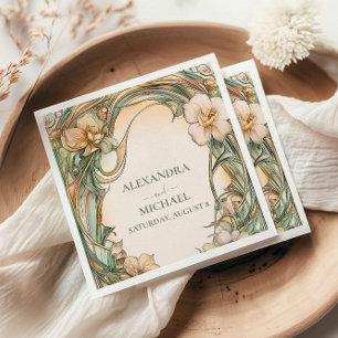 Serviette En Papier Mariage de fleur de crème de pêche