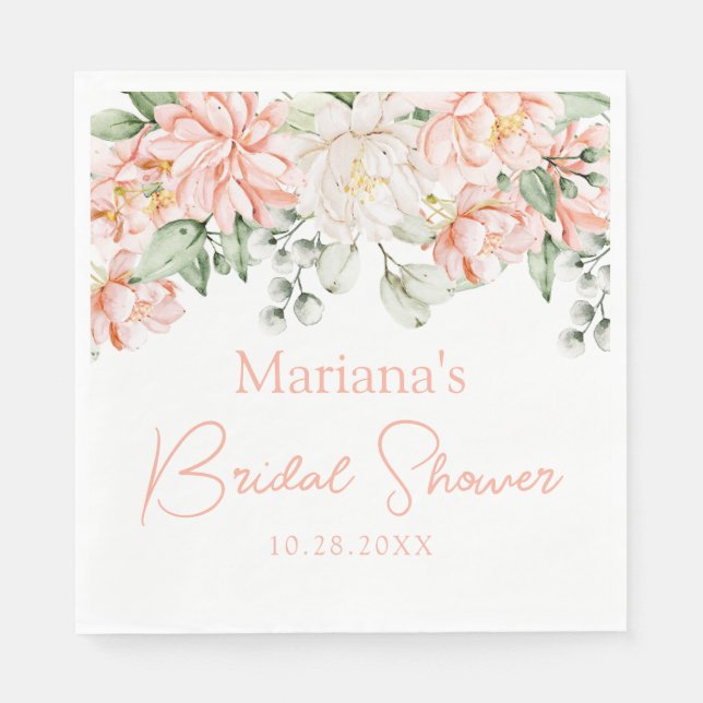 Serviette En Papier Mariage de Fleur de Pêche Ivoire (Devant)