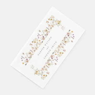 Serviette En Papier Mariage de Fleur sauvage de texte personnalisé de