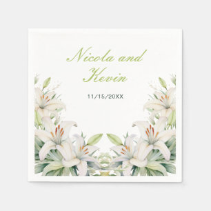 Serviette En Papier Mariage de fleurs blanches
