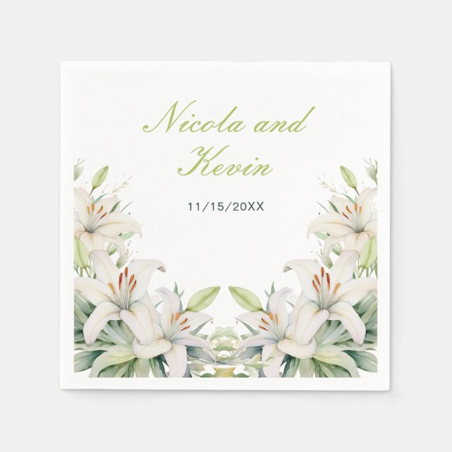 Serviette En Papier Mariage de fleurs blanches (Devant)