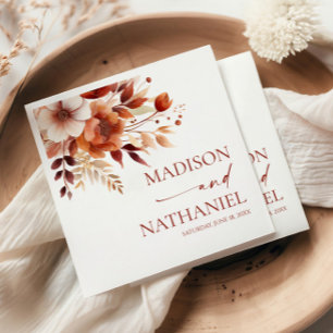 Serviette En Papier Mariage de fleurs Brown rouillées de Bourgogne