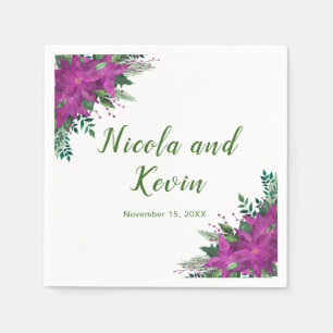 Serviette En Papier Mariage de fleurs de pomme pourpre de Noël