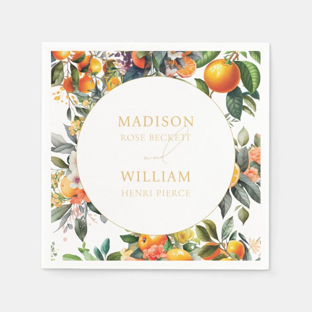 Serviette En Papier Mariage de fruits d'agrumes orange (Devant)