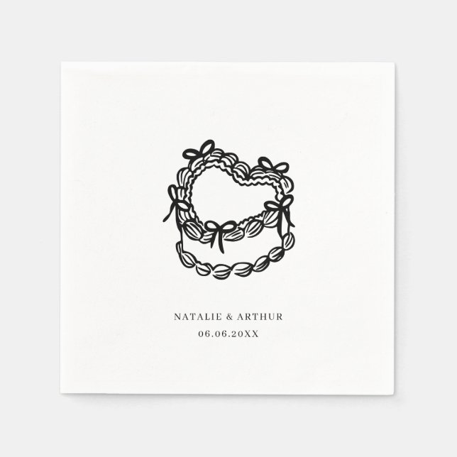 Serviette En Papier Mariage de gâteau à main fantaisie (Devant)