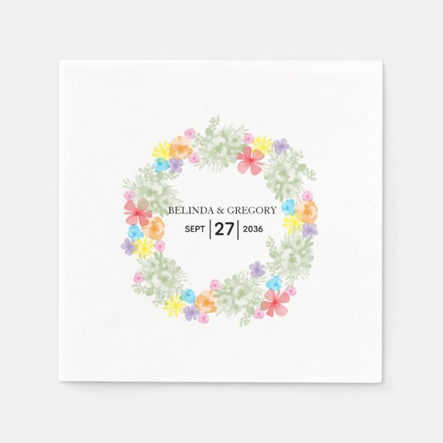 Serviette En Papier Mariage de germe floral rustique (Devant)