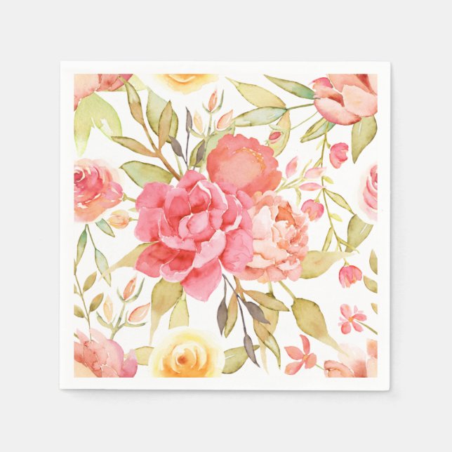 Serviette En Papier Mariage de jardin d'aquarelle (Devant)