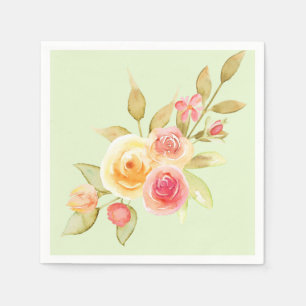 Serviette En Papier Mariage de jardin d'aquarelle
