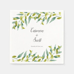 Serviette En Papier Mariage de jardin de campagne de verdure d'eucalyp