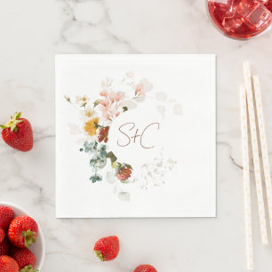 Serviette En Papier Mariage de jardin floral chic rustique boho à fleu