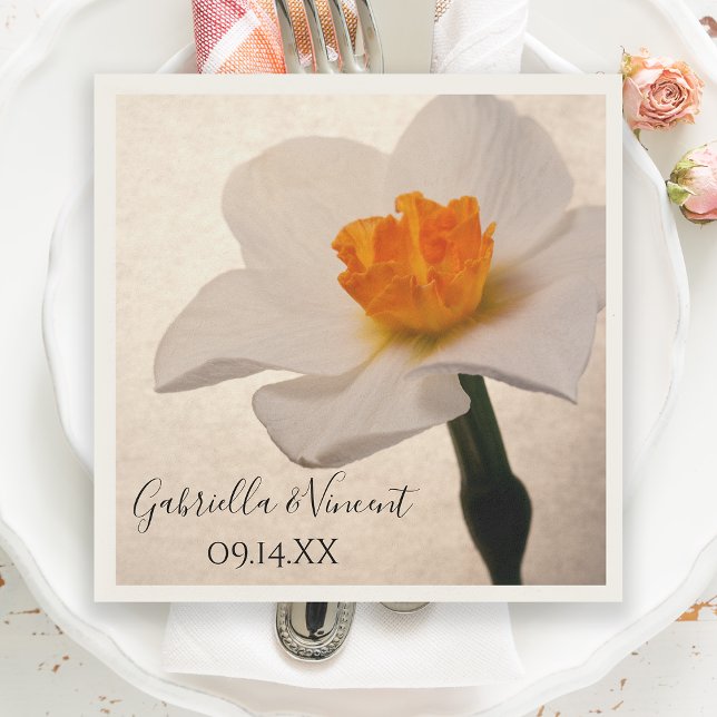 Serviette En Papier Mariage de jonquille à ressort blanc (Créateur téléchargé)
