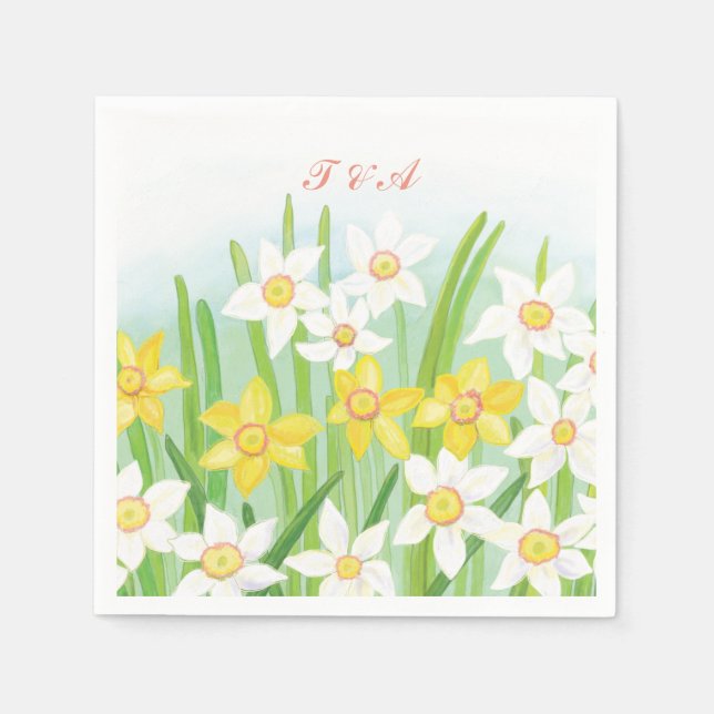 Serviette En Papier Mariage de jonquilles de printemps (Devant)