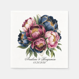 Serviette En Papier Mariage de la marine Bourgogne rose